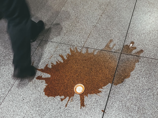 Coffee spilled on the floor