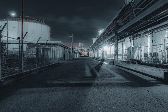 Industrial area at night