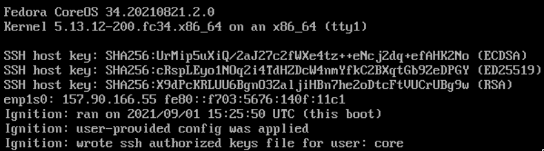 Fedora CoreOS console 2021-09-01-fedora-coreos-console.png