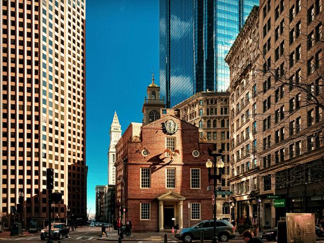 The old statehouse in Boston, MA