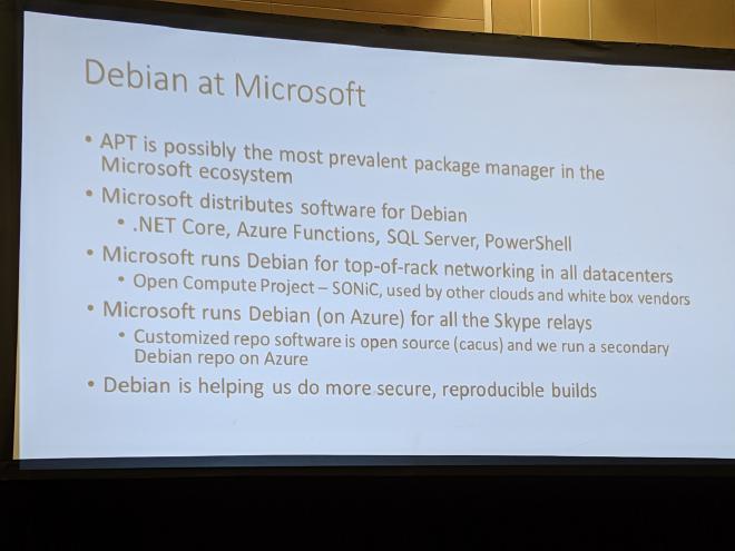 Debian at Microsoft slide